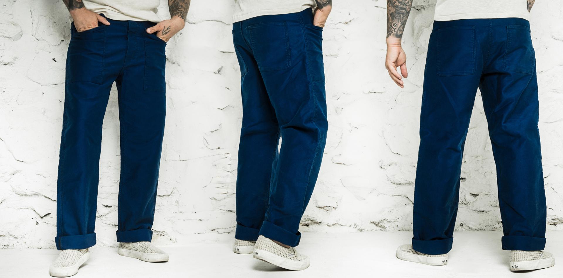 LE PANTALON "PENITENCIER" MOLESKINE BLEU