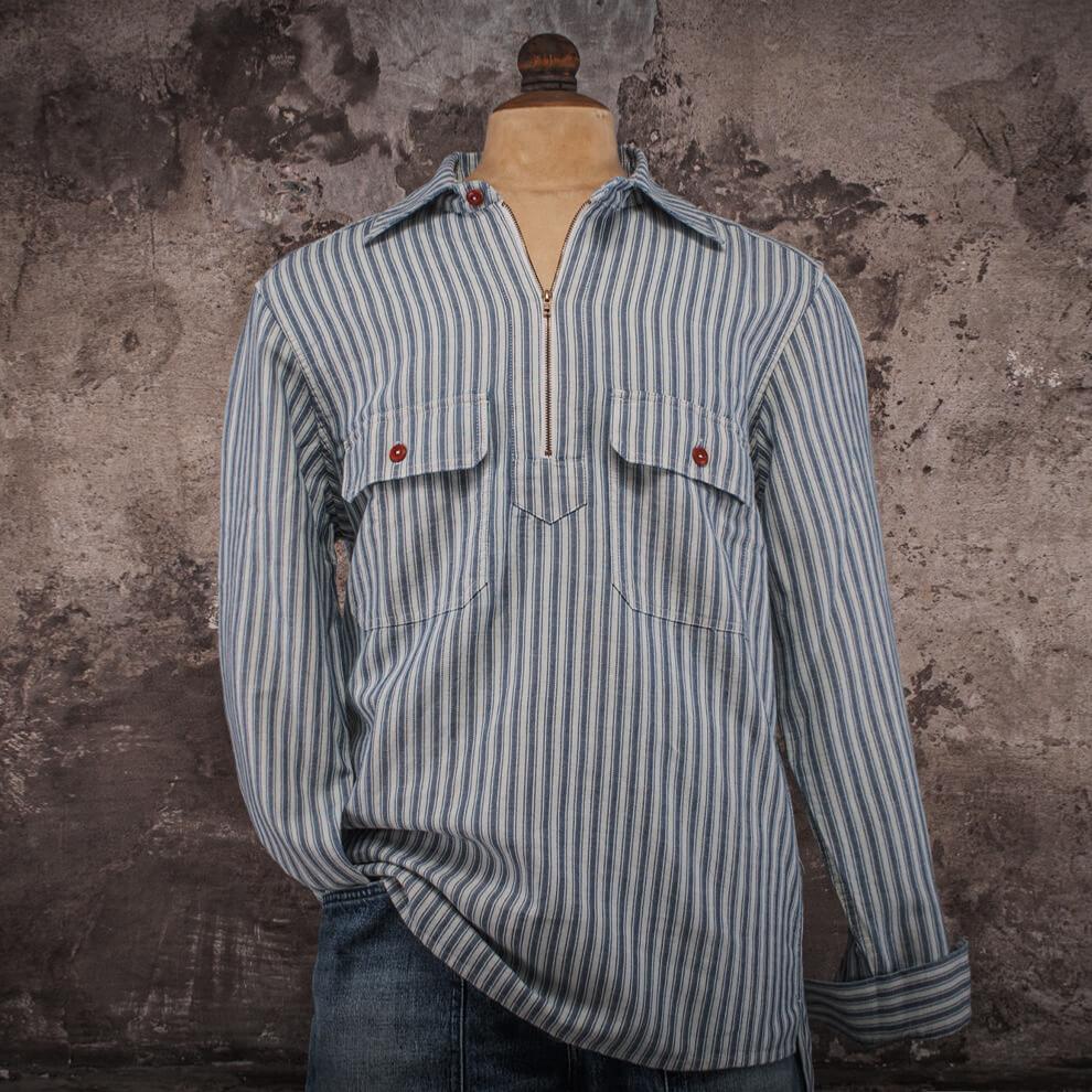 LA CHEMISE "WORKER ZIP" INDIGO WHITE STRIPES