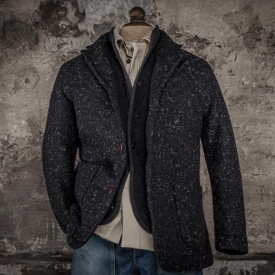 LE BLAZER "ANATOLE" MOUCHETÉ NOIR