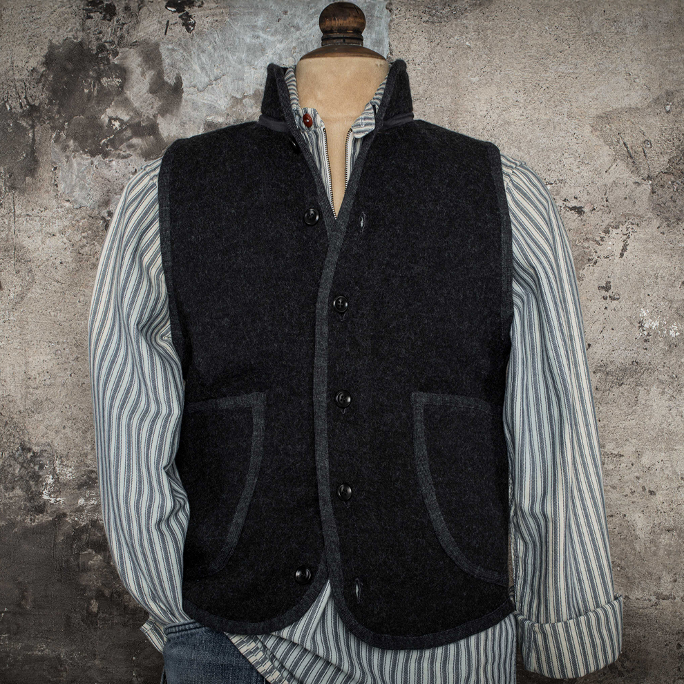 LE GILET "COL OFFICIER" ANTHRACITE