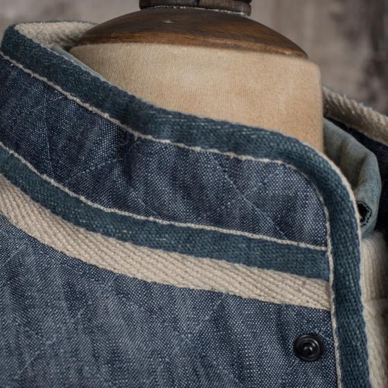 LE GILET "COL OFFICIER" MATELASSÉ - CHAMBRAY