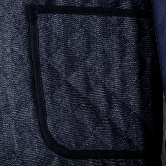 LE GILET "COL OFFICIER" MATELASSÉ RAW DENIM